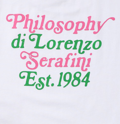 Shop Philosophy Cropped T-shirt With Print On The Back In Bianco