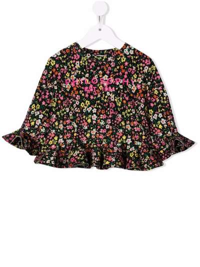 Shop Philosophy Floral Patterned Blouse With Ruffles In Fantasia