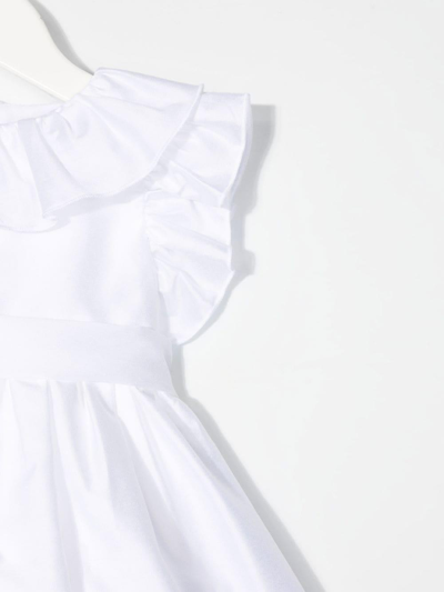 Shop Little Bear Dress With Ruffles In Bianco