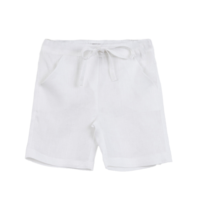 Little Bear Linen Bermuda With Drawstring In Bianco