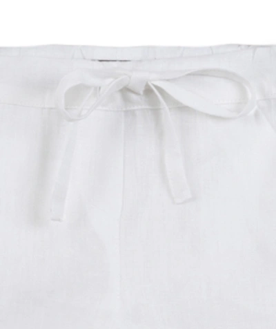 Shop Little Bear Linen Bermuda With Drawstring In Bianco