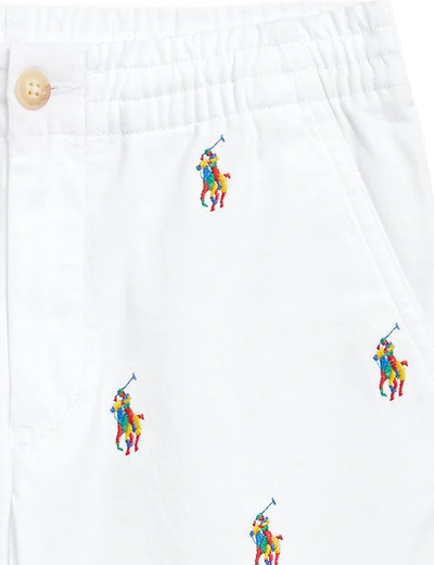 Polo Ralph Lauren Bermuda With Multicolor Embroidered Logo In Bianco