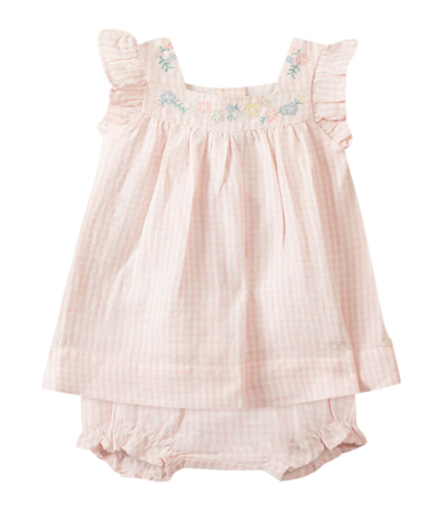 Shop Tartine Et Chocolat Checked Dress And Ruffles In Rosa