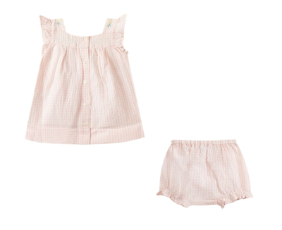 Shop Tartine Et Chocolat Checked Dress And Ruffles In Rosa