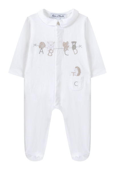 Tartine Et Chocolat White Cotton Babygrow In Bianco