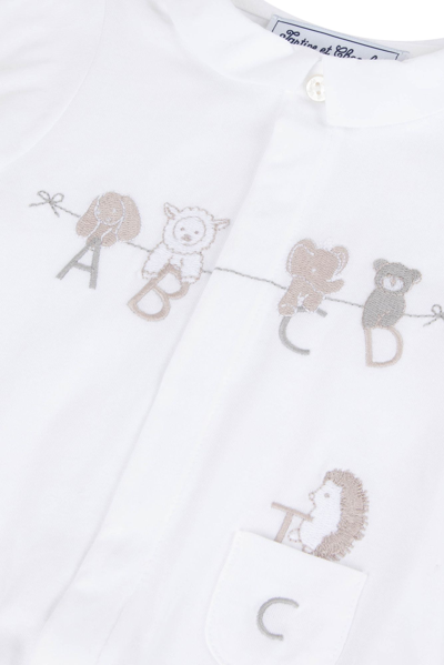 Tartine Et Chocolat White Cotton Babygrow In Bianco