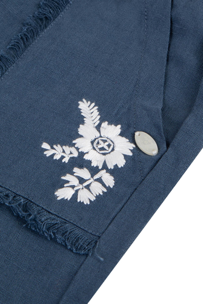 Tartine Et Chocolat Embroidered Linen Pants In Blu