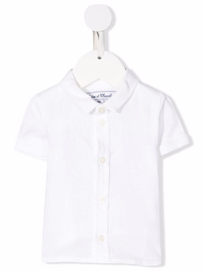 Shop Tartine Et Chocolat Short-sleeved Linen Shirt In Bianco