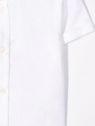 Shop Tartine Et Chocolat Short-sleeved Linen Shirt In Bianco