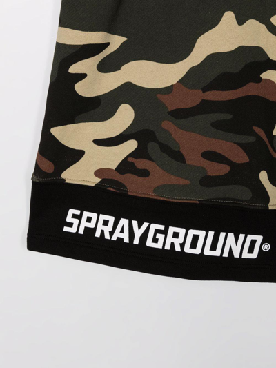 Sprayground Camouflage Print Cotton Sweat Shorts In Mimetico