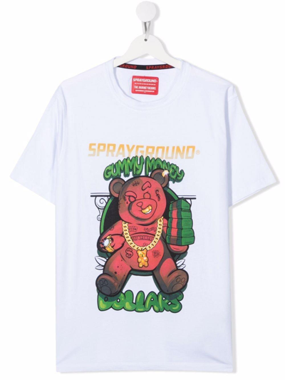 Shop Sprayground T-shirt Bear Gang In Bianco