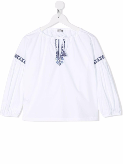 Il Gufo Girls White Cotton Blouse In Bianco
