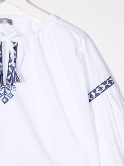 Il Gufo Girls White Cotton Blouse In Bianco