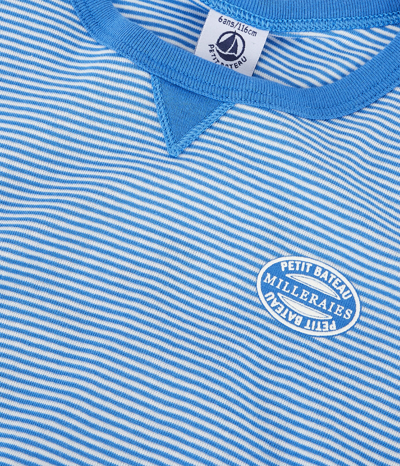 Petit Bateau Striped Pajamas In Blu