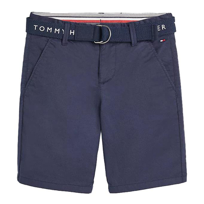 TOMMY HILFIGER JUNIOR BLUE BERMUDA WITH LOGOED BELT 