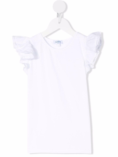 Shop Siola T-shirt With Lace In Bianco