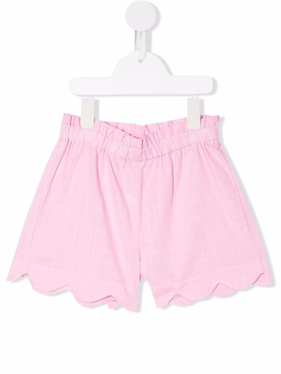 Siola Scalloped Cotton Shorts In Rosa