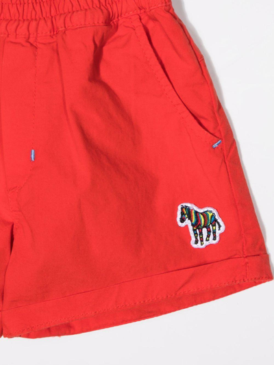 Paul Smith Junior Solid Color Bermuda In Rosso