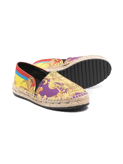 Shop Versace Espadrilles With Baroque Pattern In Fantasia