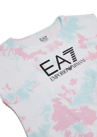 Ea7 Tie Dye T-shirt With Knot In Bianco