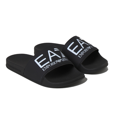 Shop Ea7 Slippers With Logo In Nero