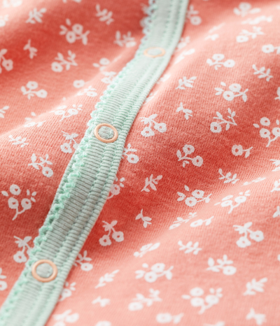Petit Bateau Little Flowers Romper In Rosa