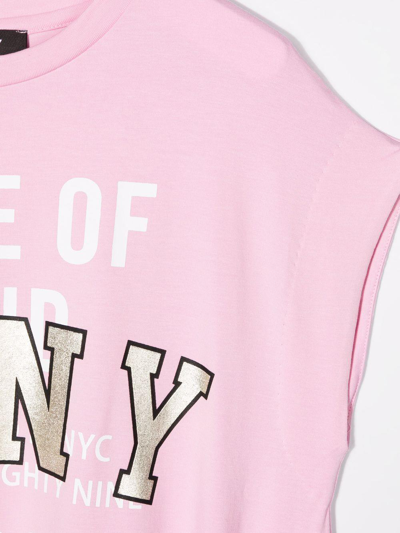 Dkny Pink Branded Graphic Print T-shirt Dress In Rosa