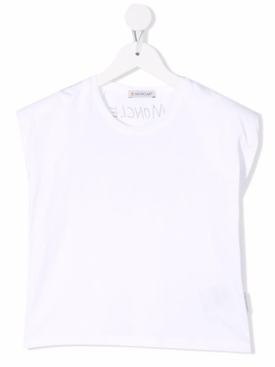 Shop Moncler T-shirt With Shoulder Pads In Bianco