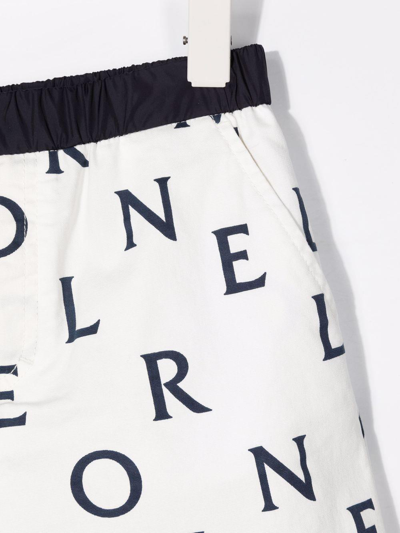 Moncler Bermuda With All-over Logo In Bianco