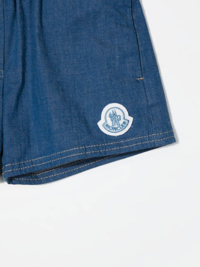 Shop Moncler Paperbag Shorts In Jeans