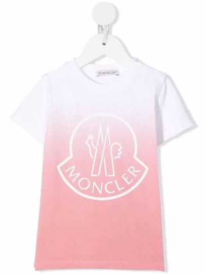 Shop Moncler Gradient T-shirt With Logo In Bianco