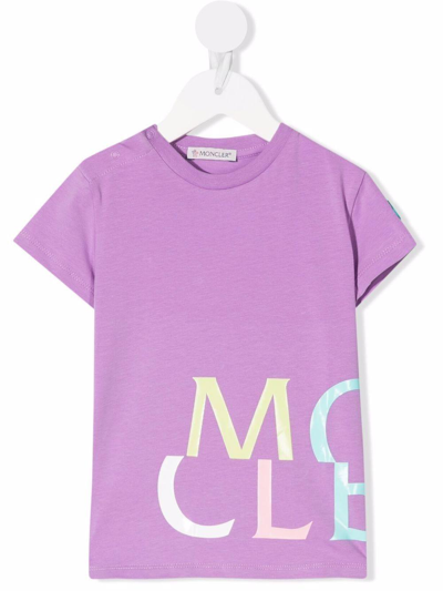 Moncler Logo-print Short Sleeved T-shirt In Viola