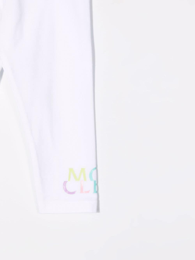 Shop Moncler Leggings With Multicolor Logo In Bianco