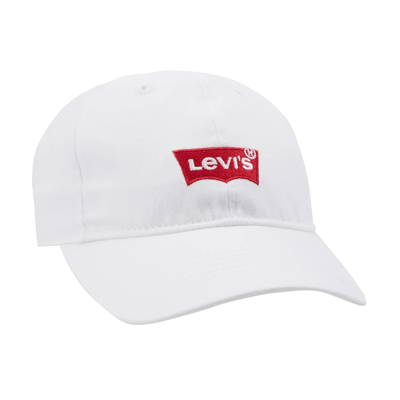 Levi&#039;s White Hat With Embroidered Batwing Logo In Bianco