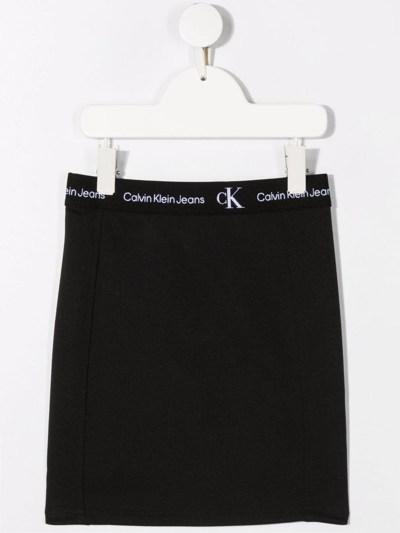 Shop Calvin Klein Junior Elasticated Pencil Skirt In Nero