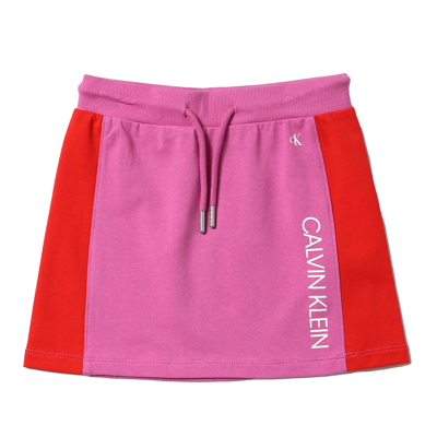 Shop Calvin Klein Junior Fuchsia Skirt With Red Bands In Fucsia