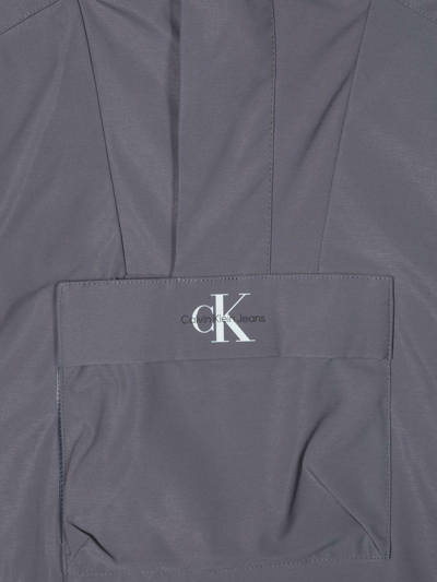 Shop Calvin Klein Junior Jacket With Hood In Grigio