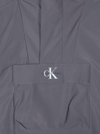 Calvin Klein Junior Jacket With Hood In Grigio
