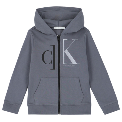 Shop Calvin Klein Junior Sweatshirt With Hood In Grigio