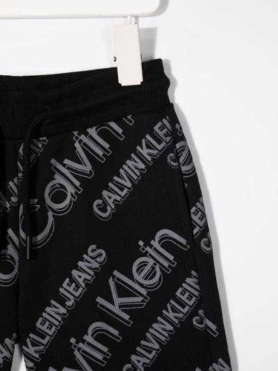 Shop Calvin Klein Junior Black Bermuda With Grey Logo In Nero