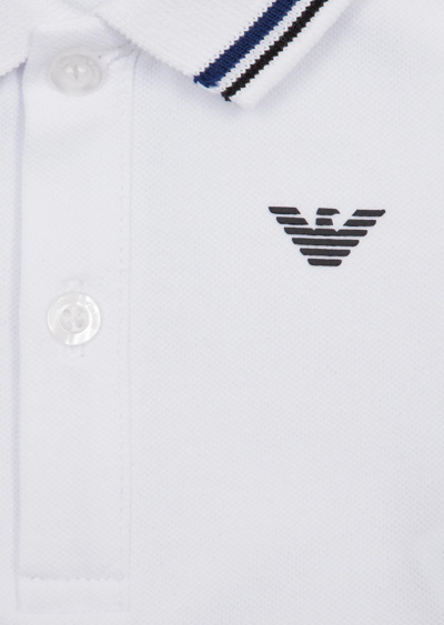 Shop Armani Junior Polo With Logo In Bianco