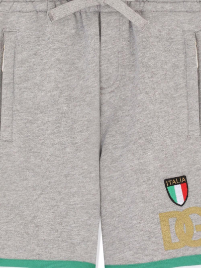 Shop Dolce & Gabbana Bermuda With Tricolor Band In Grigio