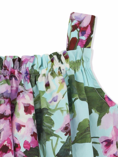 Dolce & Gabbana Floreal Print Top Dolce&gabbana Kids In Cielo