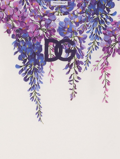 Shop Dolce & Gabbana Floral Print T-shirt In Purple/white
