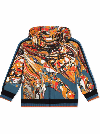 Shop Dolce & Gabbana Sweatshirt With Marbled Print In Blu
