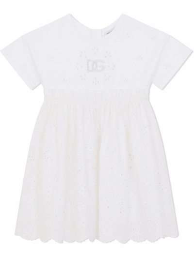 Shop Dolce & Gabbana Dress With Embroidery In Bianco