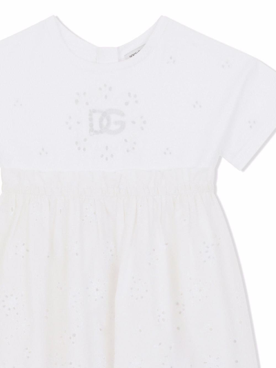 Dolce & Gabbana Dress With Embroidery In Bianco