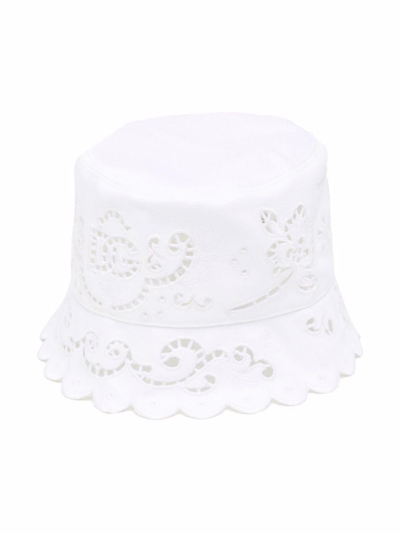 Shop Dolce & Gabbana Sangallo Lace Hat In Bianco