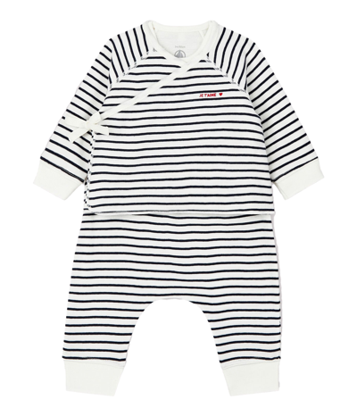 Petit Bateau Baby's 3-piece Striped Top, Pants & Bodysuit Set In Bianco
