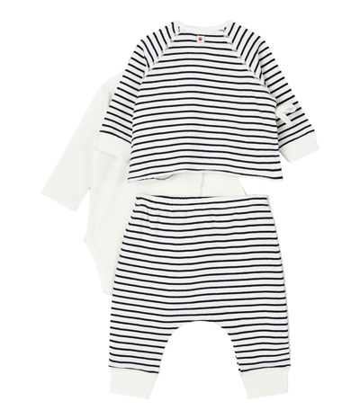 Petit Bateau Baby's 3-piece Striped Top, Pants & Bodysuit Set In Bianco